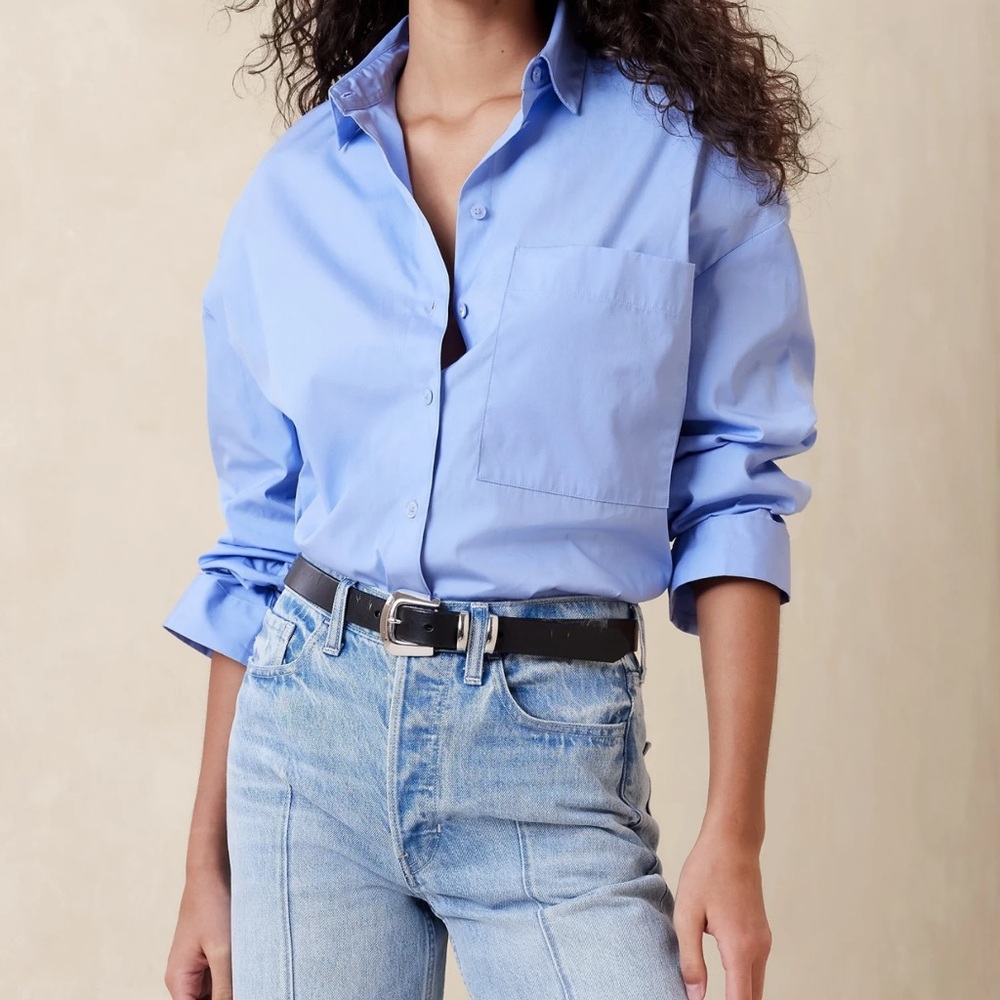 Banana Republic Sky Blue the oversized shirt 100% cotton ladies Large